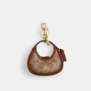 【COACH】蔻馳官方直營 CARMEN經典Logo迷你手袋掛件-IM/棕黃色/棕色(CBK67)