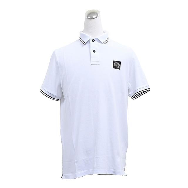 【Stone Island】Stone Island 石頭島男士棉質短袖Polo衫(白)