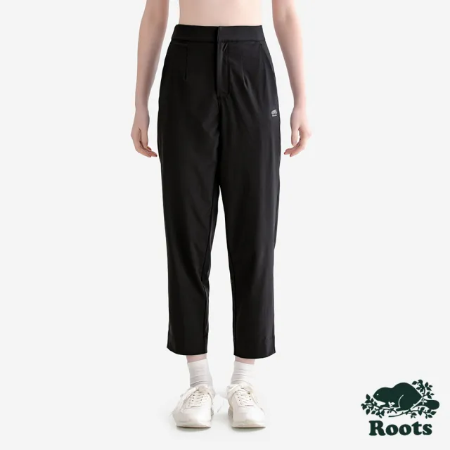【Roots】Roots女裝- ATHLEISURE 平織長褲(黑色)