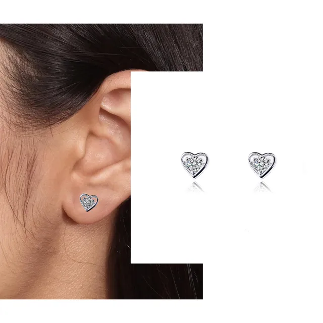 【Luster】年貨節!愛心 30分D/VS 培育鑽 純銀 鑽石耳環(培育鑽石x2總重0.60克拉)