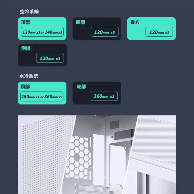 【JONSBO 喬思伯】TK3 台灣版 黑/白 雙曲環景機殼(預鎖4風扇/ATX/無A柱/雙360水冷/雙艙/分艙/BTF)