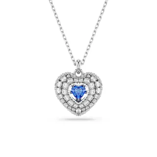 【SWAROVSKI 施華洛世奇】Idyllia 鏈墜 心形 藍色 鍍白金色