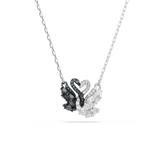 【SWAROVSKI 施華洛世奇】Swan 鏈墜 天鵝 黑色 多種金屬潤飾