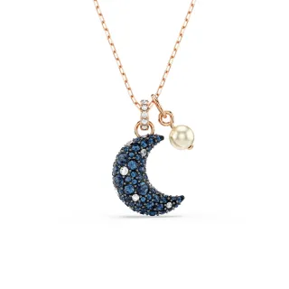 【SWAROVSKI 施華洛世奇】Sublima 鏈墜 水晶珍珠 月亮 漸層色 鍍玫瑰金色