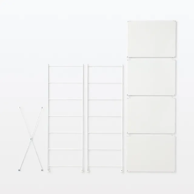【MUJI 無印良品】SUS鋼製層架組/亮面淺灰/中(大型家具配送)