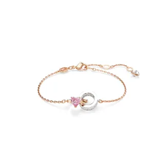【SWAROVSKI 施華洛世奇】Connexus 手鏈 混合式切割 心形 粉紅色 多種金屬潤飾(情人節禮物)