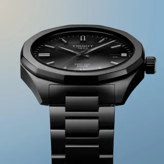 【TISSOT 天梭】PRC 100系列 Solar太陽能腕錶  男錶  手錶 情人節 禮物(T1514223305100/39mm 黑)