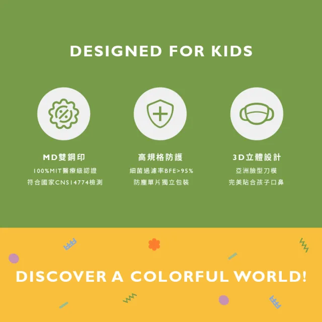 【康菲COMFIZ】康菲小童3D立體醫療口罩/共三盒(3-7歲適用/多款獨家設計花色/無鼻樑條)