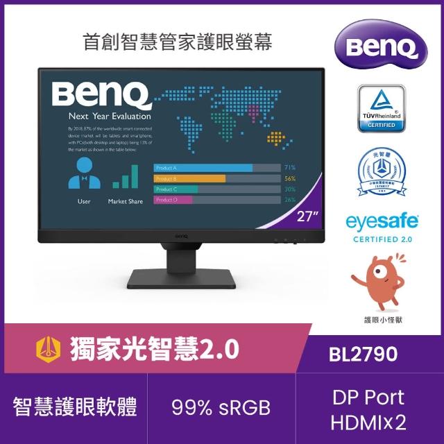 【BenQ】BL2790 27吋 光智慧護眼螢幕(27吋/IPS/HDMI/DP)