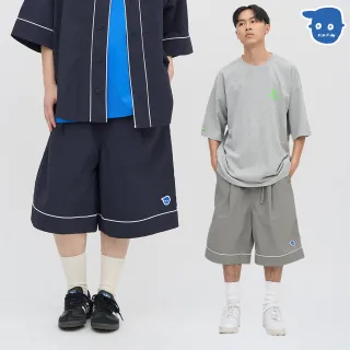 【plain-me】男女款 小P觀賽棒球七分短褲 PLN1725-251(深藍 灰 黑 褲子 寬褲 休閒)