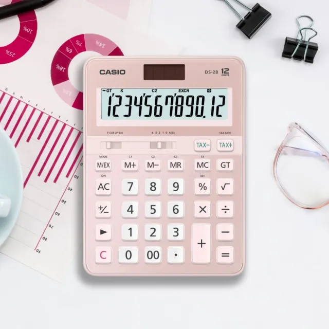 【CASIO 卡西歐】12位數雙電源頂級商用計算機(DS-2B-PK)
