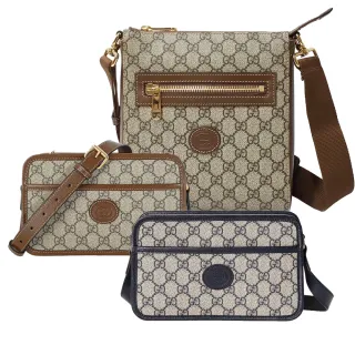 【GUCCI 古馳】681021 / 658572 經典INTERLOCKING G系列帆布迷你斜背包/郵差包(款式任選)