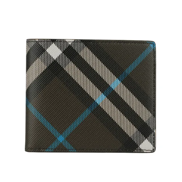 【BURBERRY 巴寶莉】經典格紋帆布對開8卡短夾(暖感棕)