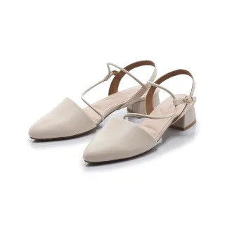 【FAIR LADY】芯太軟 美腳背尖頭低跟涼鞋(復古白、403007)