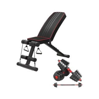 【小不記】多功能健身椅+20kg啞鈴組(啞鈴椅 舉重椅 啞鈴凳 重訓椅 仰臥板 臥推椅 啞鈴 健身器材 重訓器材)