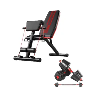 【小不記】牧師板健身椅+20kg啞鈴組(啞鈴椅 舉重椅 啞鈴凳 重訓椅 仰臥板 臥推椅 啞鈴 健身器材 重訓器材)