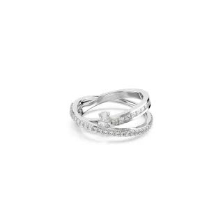 【SWAROVSKI 施華洛世奇】Hyperbola 戒指 混合式切割 白色 鍍白金色