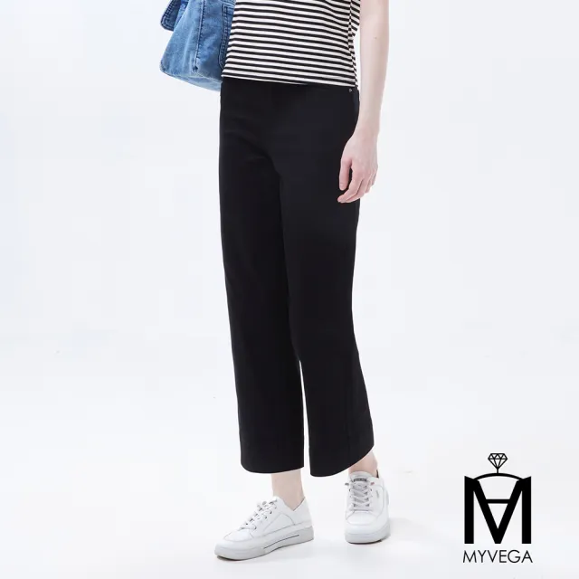 【MYVEGA 麥雪爾】MA高含棉褲耳直筒寬褲八分褲-共四色(涼感褲/女長褲/休閒褲/寬褲)