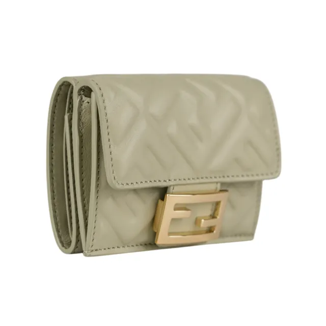 【FENDI 芬迪】Baguette FF Logo三折短夾(鼠尾草綠)