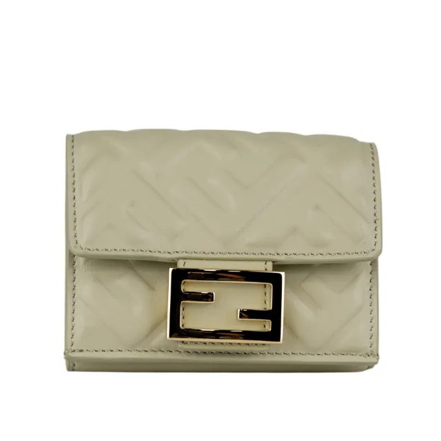 【FENDI 芬迪】Baguette FF Logo三折短夾(鼠尾草綠)
