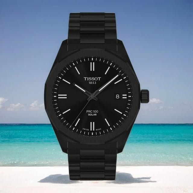【TISSOT 天梭】李棟旭配戴款 太陽能手錶 男錶 PRC 100 Solar-39mm 送禮 禮物 推薦(T1514223305100)