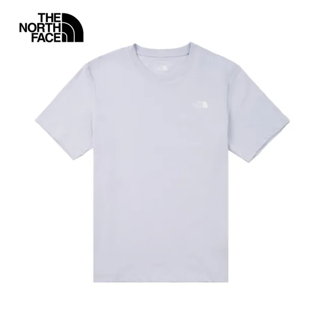 【The North Face 官方旗艦】北面男女款紫色純棉大尺寸印花短袖T恤｜8EYN0TI