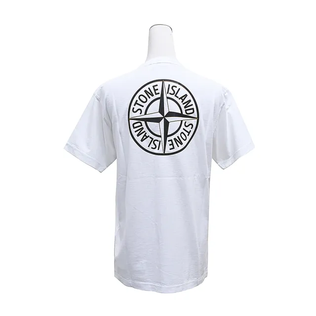 【Stone Island】Stone Island 後背浮雕十字羅盤圖案純棉短袖T恤(男款/白)