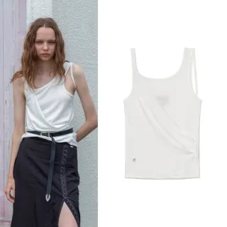 【MATIN KIM】官方旗艦 女版 不對稱無袖上衣(白色)