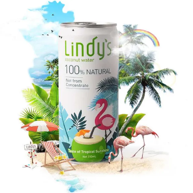 【Lindys】Lindys 100%原味香水椰子水24入 限宅配(皇家香水與泰國王椰子黃金比例)