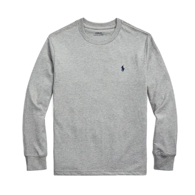 【RALPH LAUREN】RL POLO 經典刺繡小馬素面長袖T恤-青年款-灰色(秋冬百搭/精選舒適/平輸品)
