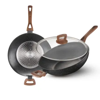 【ASD 愛仕達】美式原礦系列不沾深炒鍋32cm