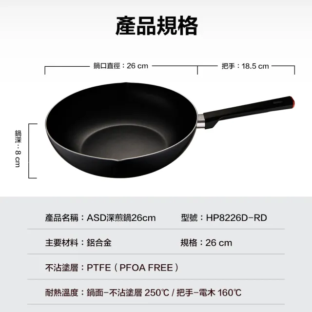 【ASD 愛仕達】26cm深不沾平底鍋