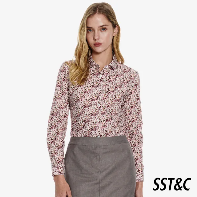 【SST&C】女裝 葉片紛飛方領修身版長袖襯衫01062503004(換季55折)