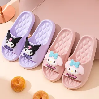 【SANRIO 三麗鷗】卡通系列EVA大頭像造型輕量柔軟透氣防水室內外休閒按摩涼拖鞋(按摩拖鞋)