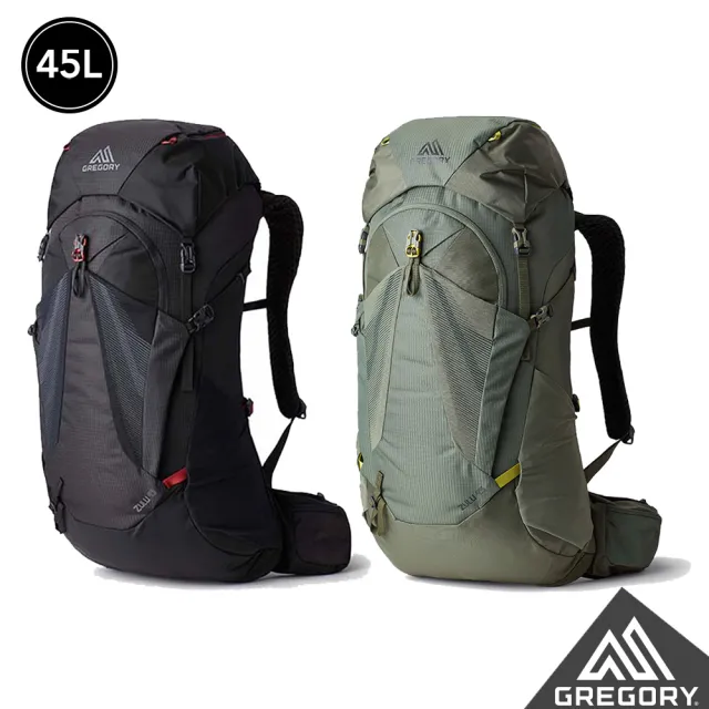 【Gregory】45L ZULU 登山包 火山黑 牧草綠(抗撕裂 耐用 登山包 多日登山 水袋夾層)