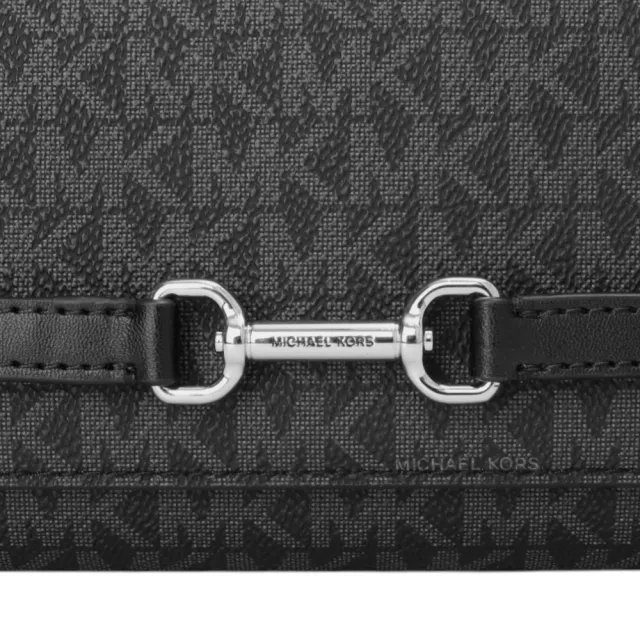 【Michael Kors】金屬竹節釦防刮LOGO可拆手拿/斜背包(黑)