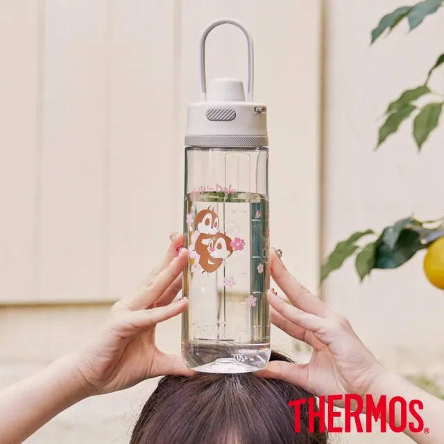 【THERMOS 膳魔師】超值2入_奇奇蒂蒂不鏽鋼超輕量彈蓋真空保溫瓶500ml+輕水瓶710ml(JNL-502CAD+TP4329CAD)