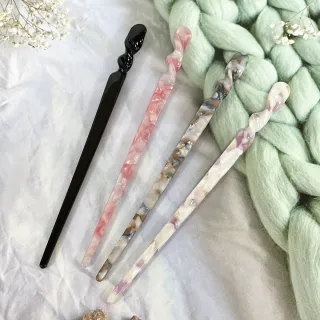 【卡樂熊】雲紋幻彩系列．簡約醋酸幻彩造型髮簪/盤髮器(髮簪盤髮器飾品)
