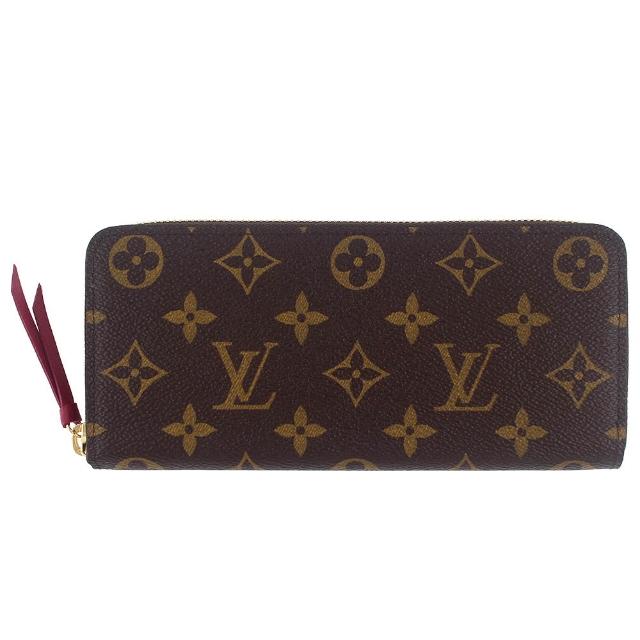 【Louis Vuitton 路易威登】Monogram LV花紋帆布拉鍊長夾(M60742/紫色)