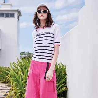 【mia mia】MIA DE MOI條紋短袖針織衫