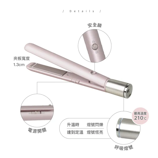 【FUGU Beauty】USB插電式直髮夾 FB-HI01(離子夾/直捲兩用/電棒/電棒捲/平板夾)