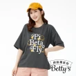 【betty’s 貝蒂思】網路獨賣★笑臉字母印花寬版舒棉上衣(共三色)
