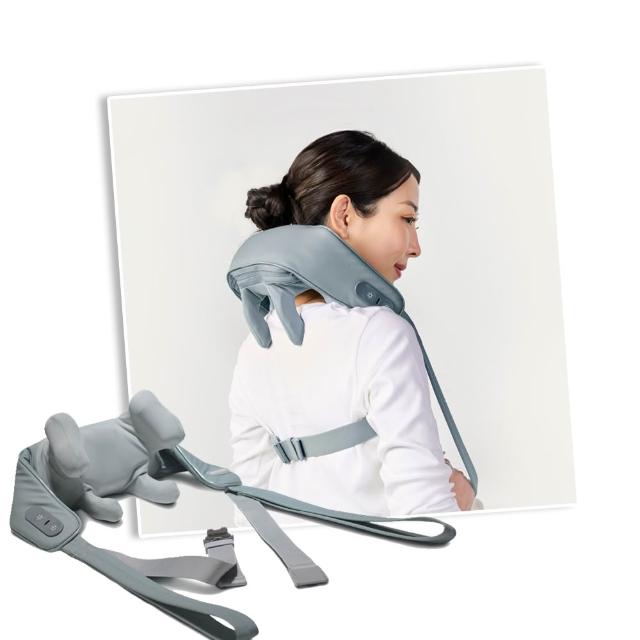 【HEALTHPIT日式舒適生活】輕肩自在 免手持頸肩按摩器 HH-562(無線隨處使用/手拉式設計)