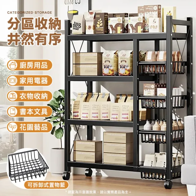 【Ashley House】90面寬-大型多功能收納層架-帶輪(鐵架 收納架 廚房架 臥室架 浴室架 陽台架)