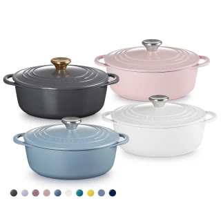 【Le Creuset】BIS琺瑯鑄鐵鍋圓鍋 22cm(石墨灰/棉花白/雪紡粉/礦石藍 2.6L淺鍋 多色選1)