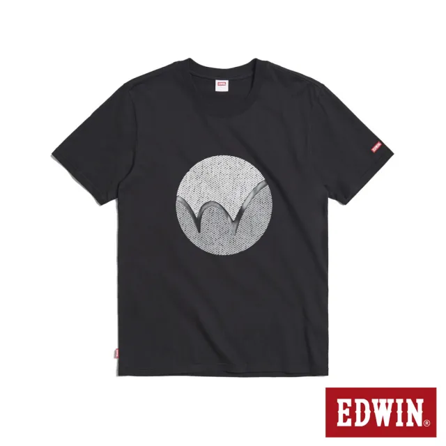 【EDWIN】男裝 布紋W圓圈印花短袖T恤(黑色)