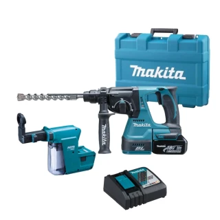 【MAKITA 牧田】18V  充電式 無刷  充電式 鎚鑽  電鑽 電鎚(DHR242RGEW主機+6.0鋰電池*1+充電器+集塵盒+箱)