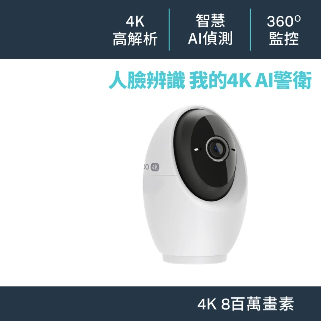 【TP-Link】4K 800萬畫素 AI智慧偵測 人臉辨識 可旋轉 無線網路監視器 支援512GB(Tapo C260)