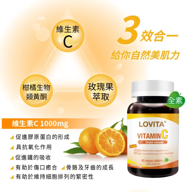 【LOVITA愛維他】長效緩釋型維他命C素食錠1000mg(60錠)