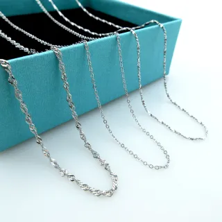 【海洋盒子】推薦款。女用百搭細緻925純銀鍊子.細短鍊細長鍊(925純銀外鍍專櫃級正白K)